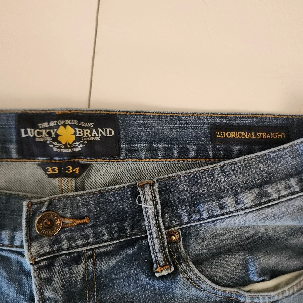 D71 Lucky Brand 221 Original Straight Leg Blue Jeans Men 33x34 Medium Wash Denim - Picture 2 of 9